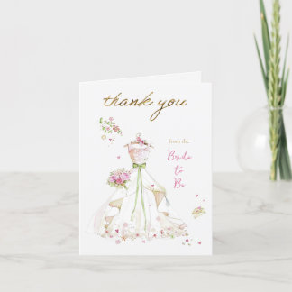 Blushing Bride in Bloom Bride to Be Thank You Card
