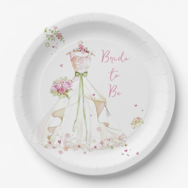 Blushing Bride in Bloom Paper Plate (Front)
