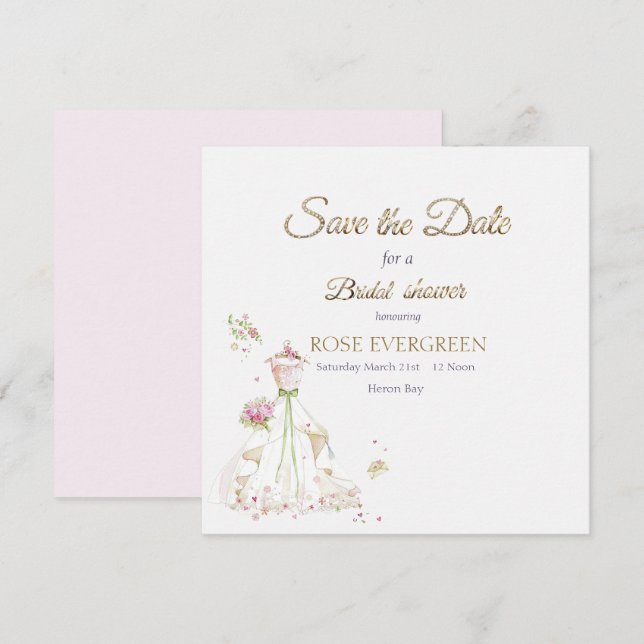 Blushing Bride in Bloom Save The Date (Front/Back)
