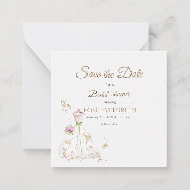 Blushing Bride in Bloom Save the Date Card (Front)