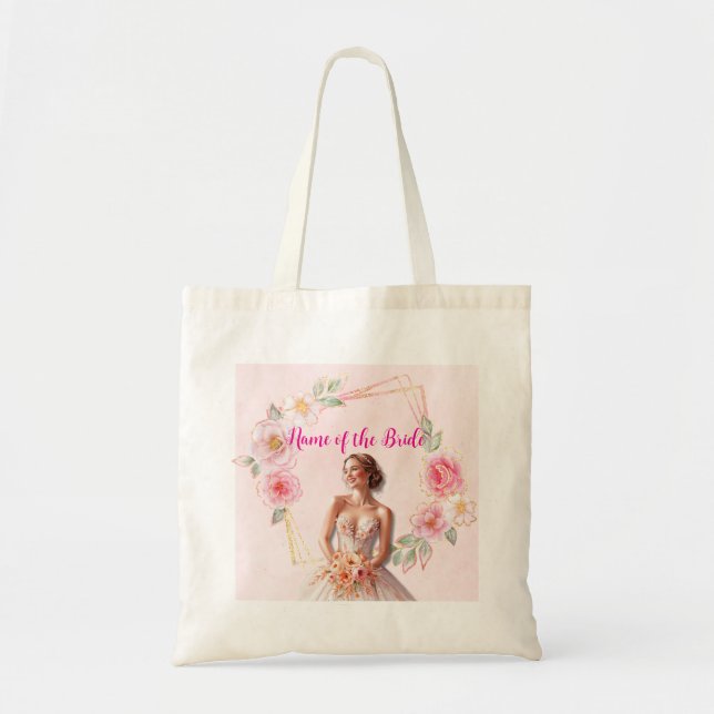 Blushing Bride Tote: Elegant Floral Design" Tote Bag (Front)