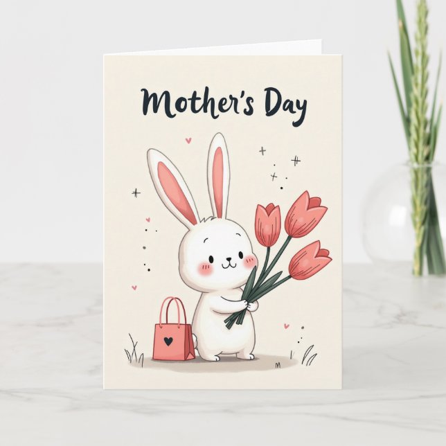 Blushing Bunny Tulips Card (Front)