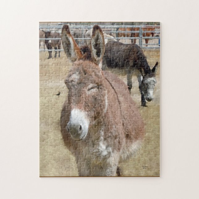 Blushing Burro & Wild Birds - Animal Lovers Jigsaw Puzzle (Vertical)