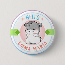 Blushing Chibi Hamster Customisable Name Hello