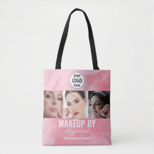 Blushing Coral Pink Makeup Studio Photo Logo Tote Bag