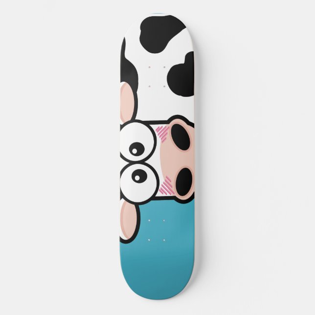 Blushing Cow on Blue Skateboard (Front)