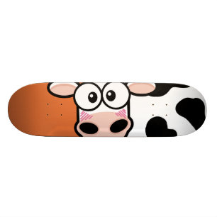 Blushing Cow on Orange Skateboard