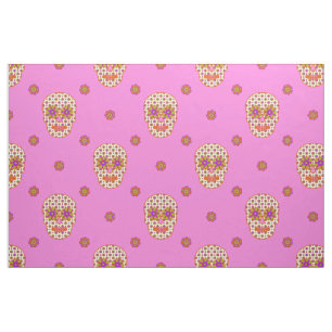 Blushing Dia De Los Muertos Fabric