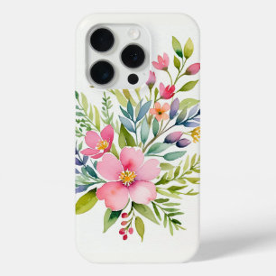 Blushing Garden Watercolor Floral Bouquet iPhone 15 Pro Case