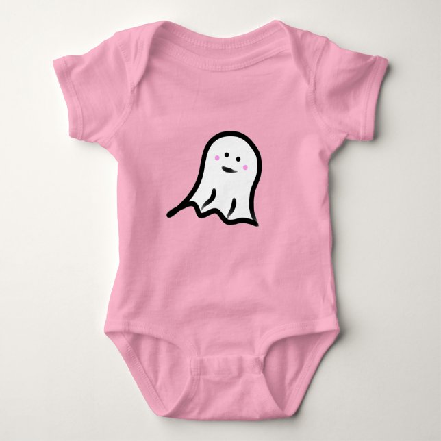 Blushing Ghost Cute Halloween  Baby Bodysuit (Front)