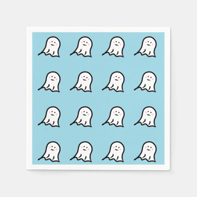 Blushing Ghost Cute Halloween  Napkin (Front)