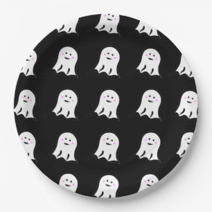 Blushing Ghost Cute Halloween Paper Plate