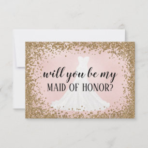 Blushing Glitter Bride Bridesmaid Proposal Card