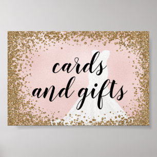 Blushing Glitter Bride Dress Bridal Cards & Gifts Poster