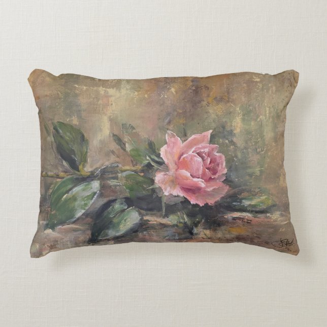 Blushing Grace Rose Decorative Cushion (Front)