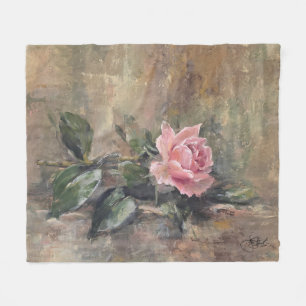 Blushing Grace Rose Fleece Blanket