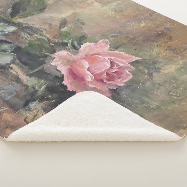 Blushing Grace Rose Sherpa Blanket (3/4)
