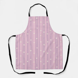 Blushing Heart Stripes Pattern Apron