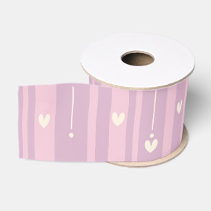 Blushing Heart Stripes Pattern Grosgrain Ribbon