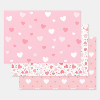 Blushing hearts wrapping paper sheet