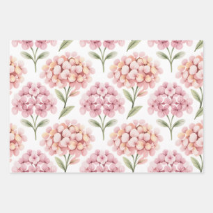 Blushing Hydrangea Wrapping Paper Sheet