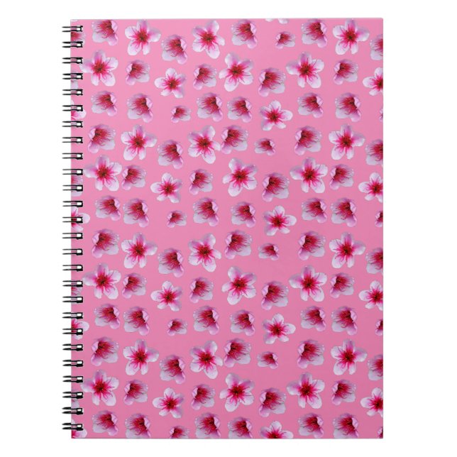 Blushing in Bloom: Pink Blossoms on Pink Notebook (Front)