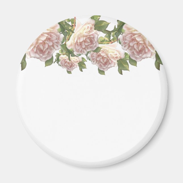 Blushing Ivory Peach Rose Magnet (Front)