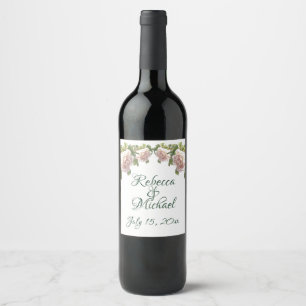 Blushing Ivory Peach Rose Wine Label