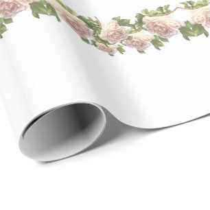 Blushing Ivory Peach Rose Wrapping Paper