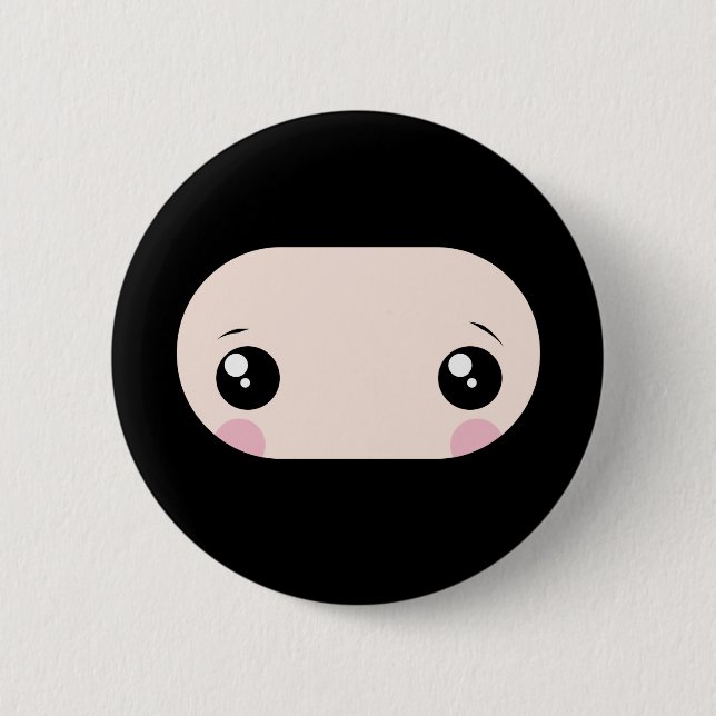 Blushing Kawaii Ninja 6 Cm Round Badge (Front)