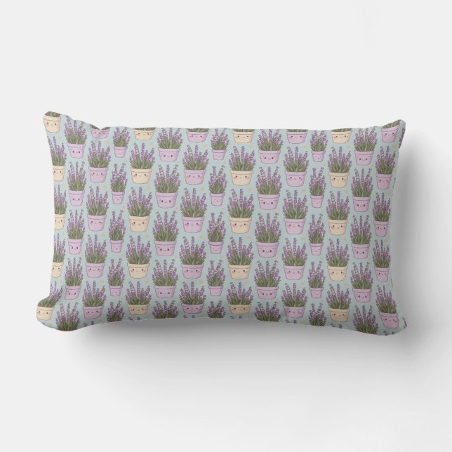 "Blushing Lavender & Butterfly Dreams" Lumbar Cushion (Front)