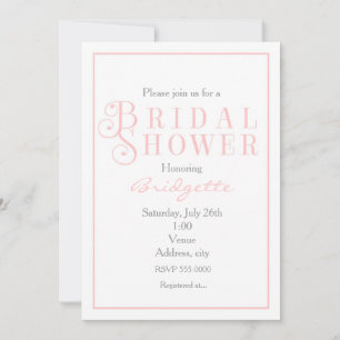 Blushing light pink bridal shower invitation
