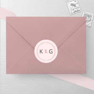 Blushing Oval Monogram Wedding Classic Round Sticker