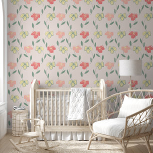Blushing Pansy Vines Wallpaper