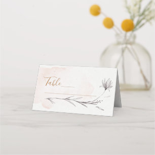 Blushing Peach Floral Watercolor Folded Place Card