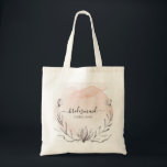 Blushing Peach Personalised Wedding Tote Bag<br><div class="desc">Blushing peach watercolor backdrop highlights this modern wedding design with pale grey hand drawn floral branches. Easily customised with each bridesmaid's name. Enjoy viewing the entire matching wedding collection at: https://www.zazzle.com/collections/blushing_peach_watercolor-119632036647584858</div>