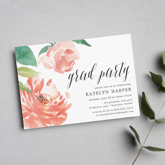 Blushing Peony | Graduation Party Invitation (Creator Uploaded)