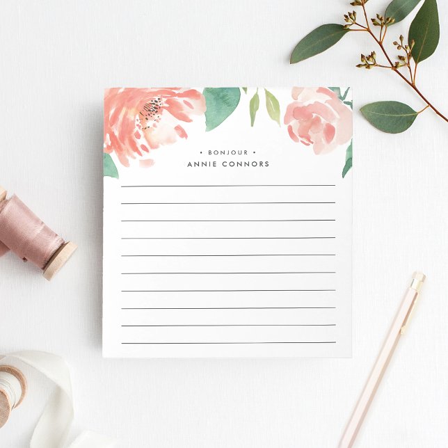 Blushing Peony | Personalised Lined Notepad (Creator Uploaded)