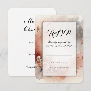 Blushing Petals and Silver Swirls Wedding RSVP Card