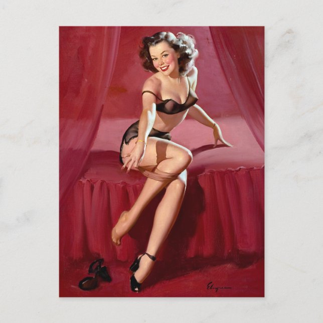 Blushing Pin Up Postcard (Front)