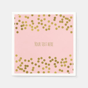 Blushing Pink & Gold Faux Foil Confetti Dots Napkin