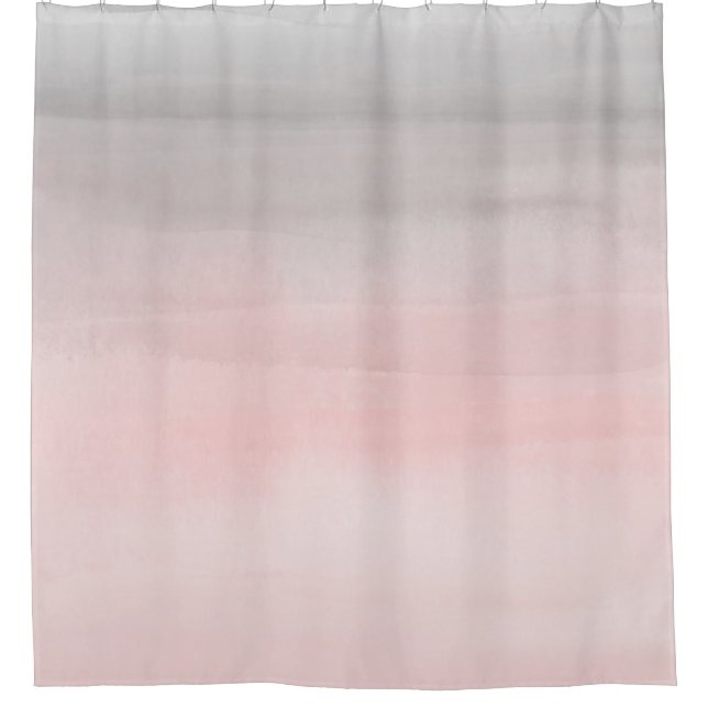 Blushing Pink & Grey Modern Watercolor Girly Glam Shower Curtain (Front)