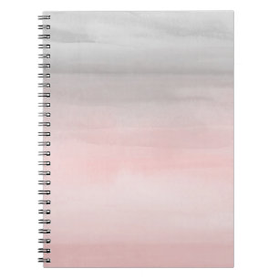 Blushing Pink & Grey Modern Watercolor Ombre Glam Notebook