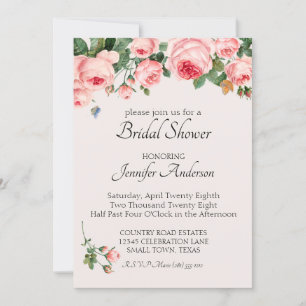 Blushing Pink Rose Bridal Shower Invitation