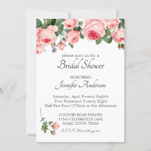 Blushing Pink Rose Bridal Shower Invitation
