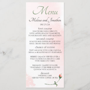 Blushing Pink Rose Floral Elegant Wedding Menu