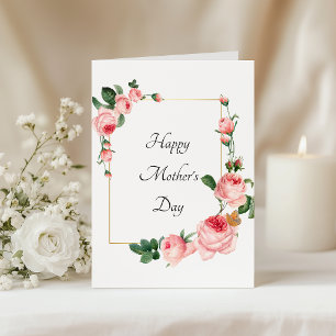 Blushing Pink Rose Happy Mothers Day Card