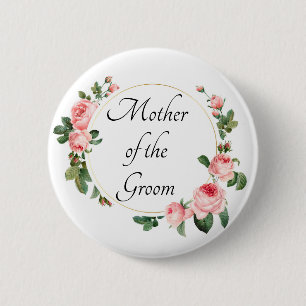 Blushing Pink Rose Mother of the Groom 6 Cm Round Badge