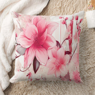 Blushing Pink Spring Florals and Blossoms Cushion