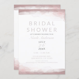 Blushing Pink Watercolor Modern Chic Bridal Shower Invitation
